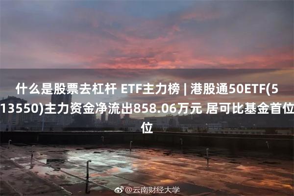 什么是股票去杠杆 ETF主力榜 | 港股通50ETF(513550)主力资金净流出858.06万元 居可比基金首位