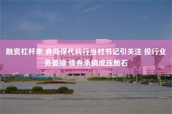 融资杠杆率 券商保代转行当村书记引关注 投行业务萎缩 债券承销成压舱石