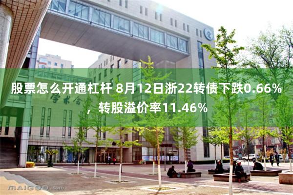 股票怎么开通杠杆 8月12日浙22转债下跌0.66%，转股溢价率11.46%